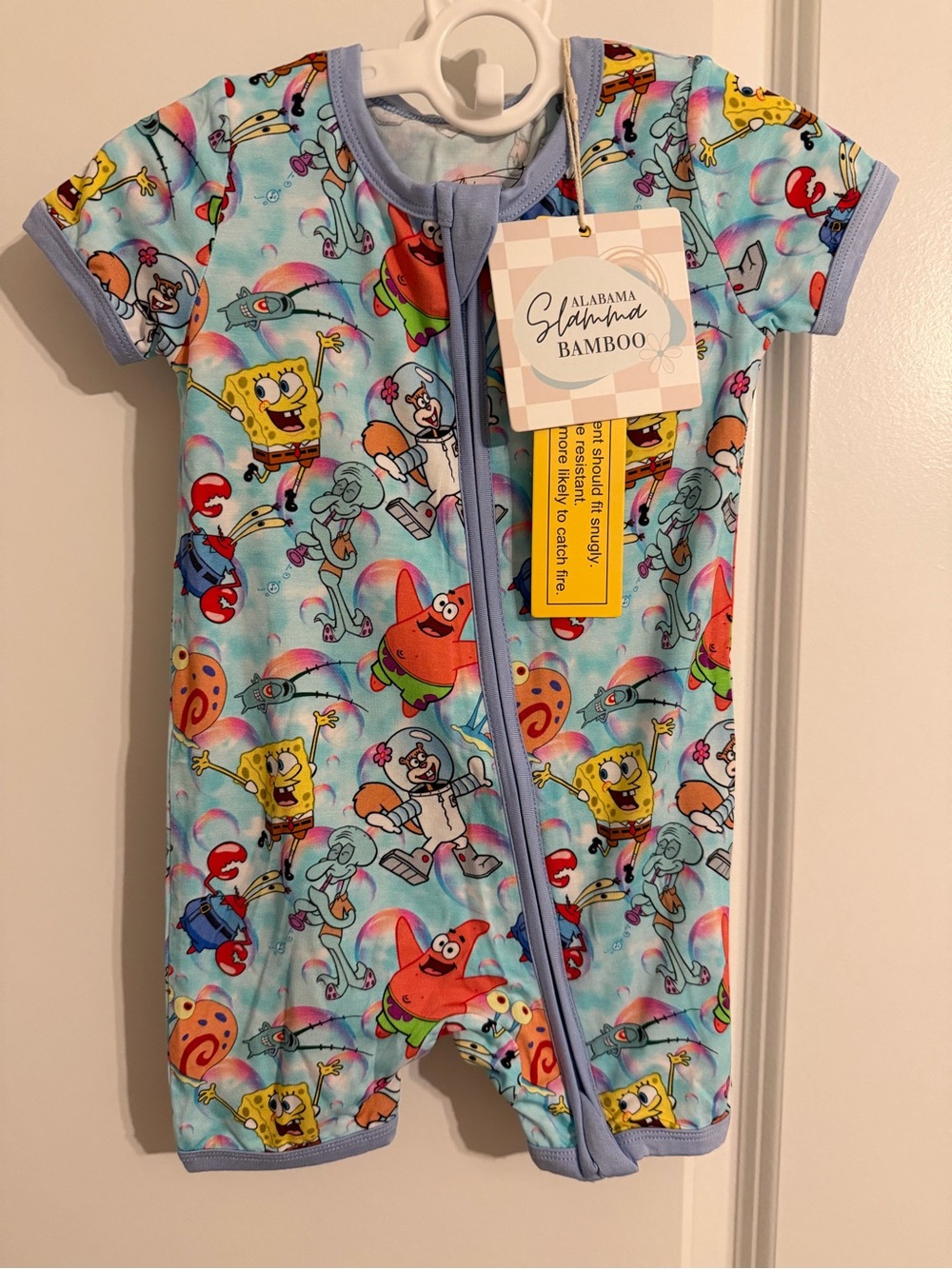 Alabama Slamma Bamboo Zip Shorty SpongeBob 12-18 month